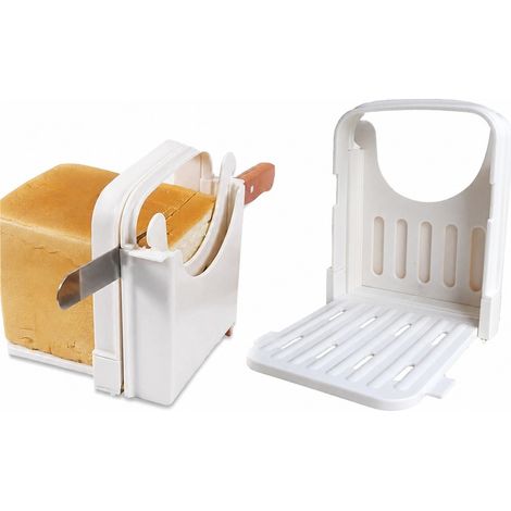 Trancheuse réglable pour pain maison, en plastique ABS, pour toasts, bagels et sandwichs, avec une coupe uniforme et un rangement compact.-AquaForge (1/4)