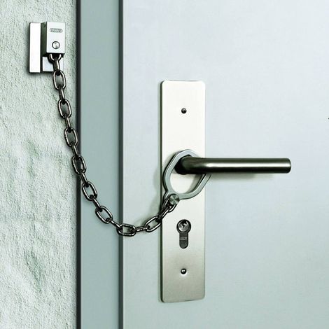 Abus – Chaîne de porte avec anneau ABTS21540 – Antivol pour portes sans perçage – Longueur 30 cm chromée – Montage simple et rapide