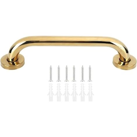 Barre D'appui en Acier Inoxydable, Barre de sécurité de Salle de Bain Dorée Main Courante Antidérapante Support de sécurité Antidérapant Porte-Serviettes pour Baignoire WC 30 Cm (1/5)