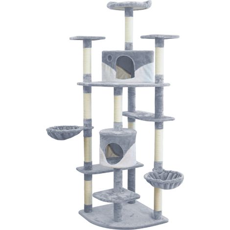 Aga Kratzbaum für Katzen 200 cm Grau-Weiß