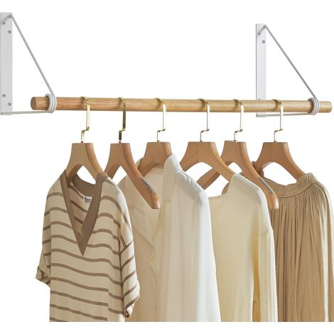 Penderie Murale,Porte Manteaux,Portemanteaux Muraux en bois massif,Rails de penderie modernes,pour Rangement de Placard, pour Salon, Chambre, Salle de Bains, Balcon, Intérieur,Blanc (1/5)