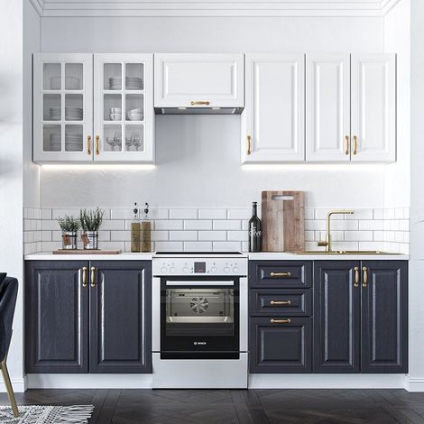 Cuisine complète bleu marine et blanche 240 cm Amada (1/5)