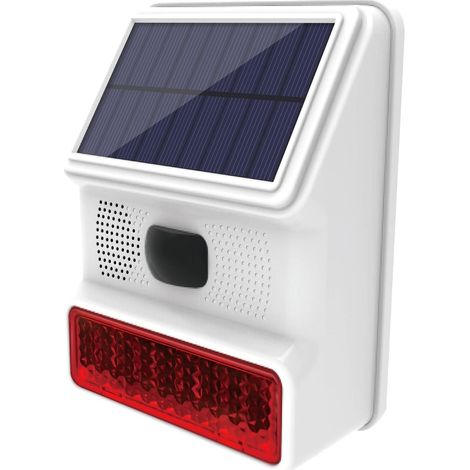 Sirène d'alarme, sirène extérieure Solaire avec lumière Clignotante LED de 110 DB Compatible avec Le système d'alarme pour la Maison, la Ferme, la Grange, la Villa, la Cour, Le Jardin (PE-520) (1/5)