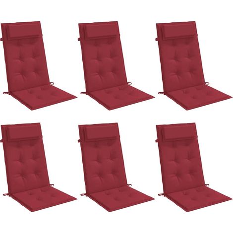vidaXL Highback Chair Cushions 6 pcs Wine Red Oxford Fabric