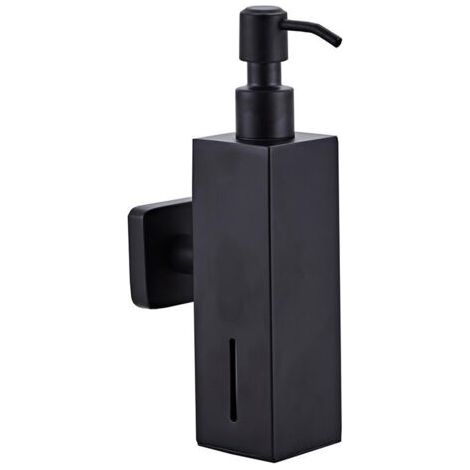Distributeur de savon mural pour salle de bain Distributeur de savon en acier inoxydable Porte-savon liquide carré noir (1/5)