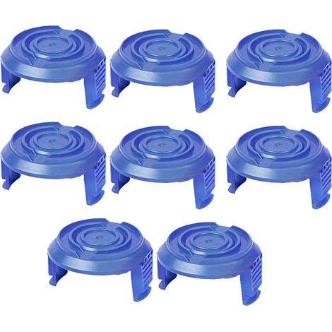 Lot de 8 couvercles de bobine pour coupe-bordures, couvercles de rechange bleus en ABS pour usage domestique et professionnel, compatibles avec SPEAR & JACKSON, Mac Allister, WORX et Qualcast. (1/5)