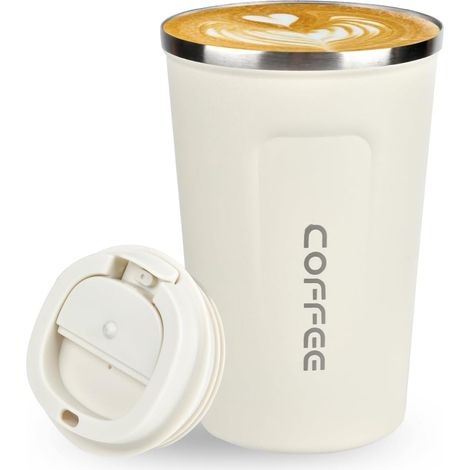 APEX Mug isotherme de voyage pour café, 380 ml, avec couvercle étanche, réutilisable, en acier inoxydable à double paroi sous vide. (1/5)