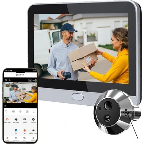 Interphone vidéo intelligent Tuya avec caméra 3MP, vision nocturne grand angle 140 degrés et audio bidirectionnel,Tuya-Silver (1/5)