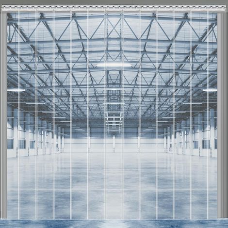 13 Pièces Rideau à Lanières, PVC Transparent 183x213cm, Accessoire Porte Intérieure, Isolation Thermique, Entrepôt Frigorifique (1/5)