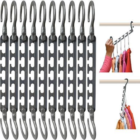 Cintres - Crochets renforcés, rotation à 360° - Idéal pour les dortoirs, les chambres d'amis et plus encore - Lot de 10, gris (1/4)
