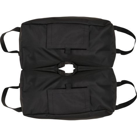 Supporto per ombrellone da mercato con sacchi di sabbia, 2 sacchi riempibili da 50 kg, pala inclusa, nero (1/5)