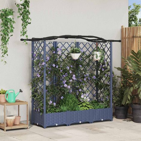 Teenpull – Hochbeet mit Rankgitter und Dach Grau 163 x 40 x 123 cm PP (1/5)