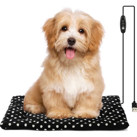 Tapis Chauffant Chien Chat 27x37cm . Coussin Chauffant USB Electrique pour Animaux Temperature Reglable (1/5)