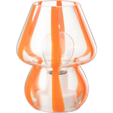 Lampe à Poser Rayures en Verre "Ophelie" 15cm Orange (1/5)