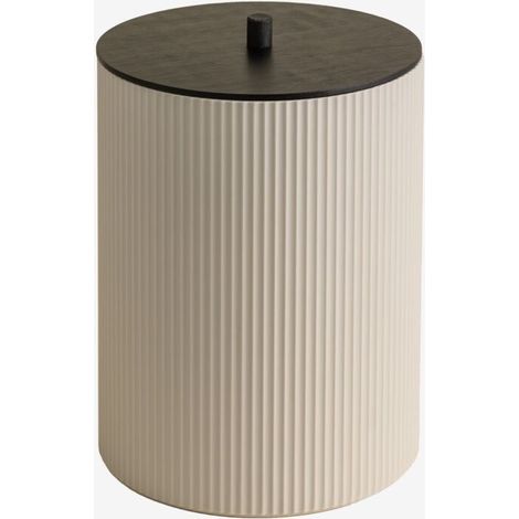 SKLUM Mülleimer mit Deckel – aus ABS & Ozone-Bambus – Farbe Creme-Beige – für Bad & Büro (1/5)