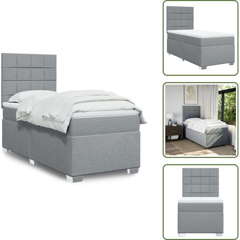 Boxspringbett mit Matratze Hellgrau 90x200 cm Stoff - Boxspringbett - Doppelbett - Schlafraum - Bettgestell - Kopfteil (1/5)