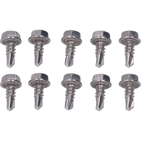 50-teiliges Set mit selbstschneidenden Schrauben, Sechskantscheiben und Unterlegscheiben aus Edelstahl (4,8 x 13 mm) – Befestigungszubehör (1/5)