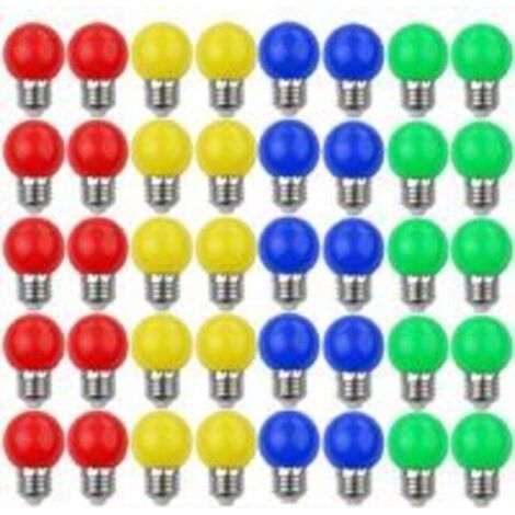 Lot de 40 Ampoule Couleur LED 3W, Ampoule E27 Mini Globe, pour Mariages, Halloween, Noël