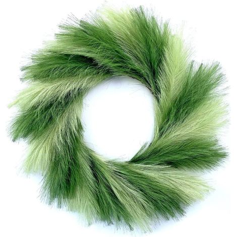 Couronne En Pampas - 60 Cm - Décoration Murale Et Porte D'Entrée - Fausse Herbe Artificielle - 1 Pièce (1/5)