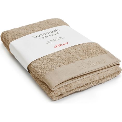 Serviette de douche 70 x 140 cm – 100 % coton, 600 g/m², douce et absorbante, serviette de bain beige foncé (1/4)
