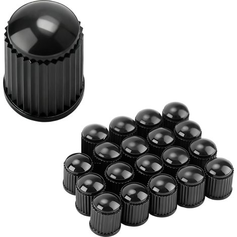 20 pièces de bouchons de valve de pneu noirs, couvertures anti-poussière en plastique universelles pour pneus de voiture (1/5)