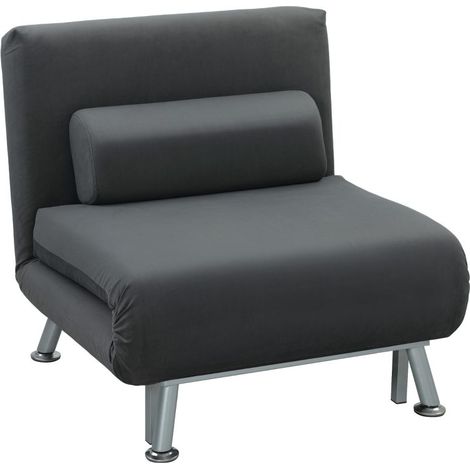 Klappsessel mit Bettfunktion, klappbarer Relaxsessel in Samtoptik, Verstellbare Rückenlehne, 75 x 70 x 75 cm, Dunkelgrau (1/5)