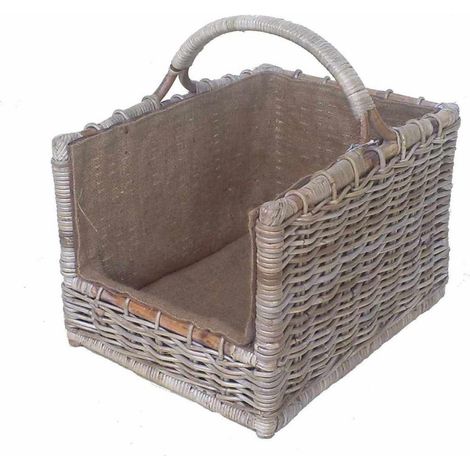 Cloe straight straight wood basket with jute lining cm50x38h33-47