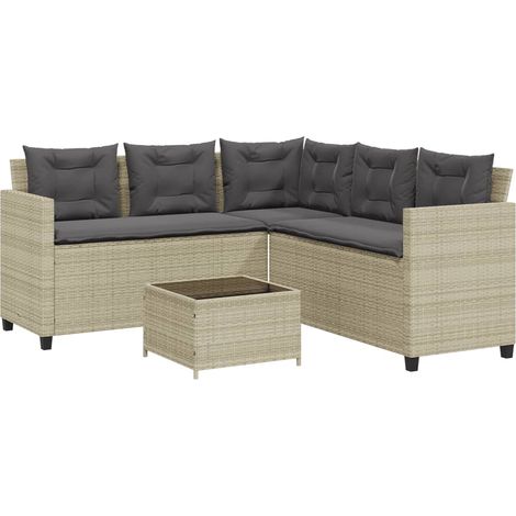 Maison Exclusive - Divano Giardino Tavolo e Cuscini a L Grigio Chiaro Polyrattan