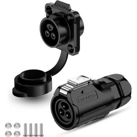 LP-16 Conector impermeable IP68 Conector circular industrial Conector de caja PBT Conector de aviación Conector de liberación rápida M16 2-9 pines Toma con brida (3 pines) (1/4)
