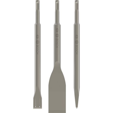 BOSCH LongLife Meißelset 3-teilig Spitz, Flach und Spaten - SDS-Plus - 2607019159