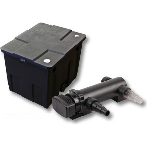 SunSun Komplettset: CBF-350 Teichfilter bis 12000 L Teichfilteranlage als Durchlauffilter, CUV-318 Teichklärer UVC Klärer mit 18 Watt UV-C Leistung