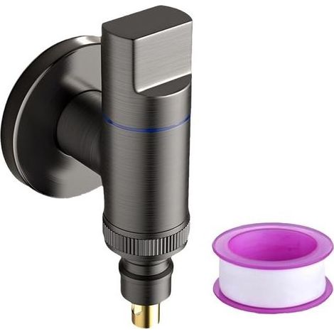 Robinet de Machine à Laver 3/4 Noir Vanne d'Angle en Acier Inoxydable,Arrêt d'Eau pour Machine à Laver,Jardin (1/5)