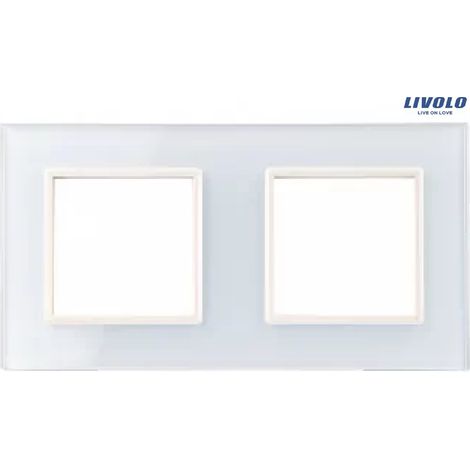 Portalampada a doppia cornice in vetro bianco Livolo GPF-2-61 (1/4)