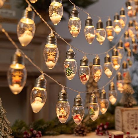 Bambole di Natale - Luci decorative a forma di bottiglia dei desideri - Luci - Decorazione per albero di Natale a forma di Babbo Natale e pupazzo di neve (1/5)