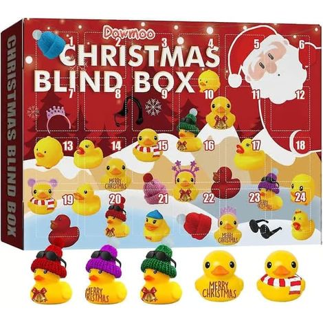 Calendrier de l'Avent Canard en caoutchouc 2023. Calendrier de l'Avent 2023 pour enfants. Jouet de bain Canard de l'Avent (1215 canards, 9 chapeaux). (1/4)