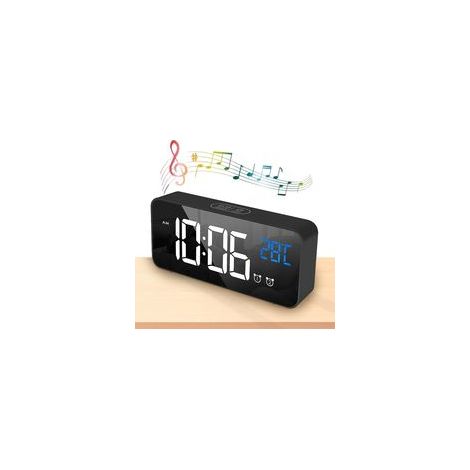 Réveil numérique miroir LED 5,6 pouces – Double alarme avec snooze – Luminosité réglable 4 niveaux – Alimentation USB 12/24H (1/5)