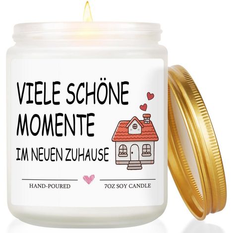 Duftkerze Lavendel Sojawachs im Glas Geschenk zum Einzug Haus Wohnung