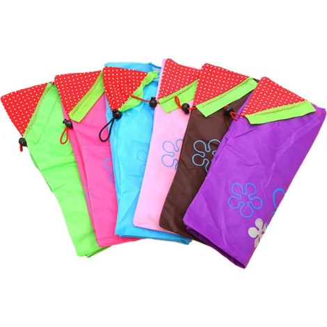 Lot de 6 mini sacs de courses pliables à motif fraise légers (1/5)