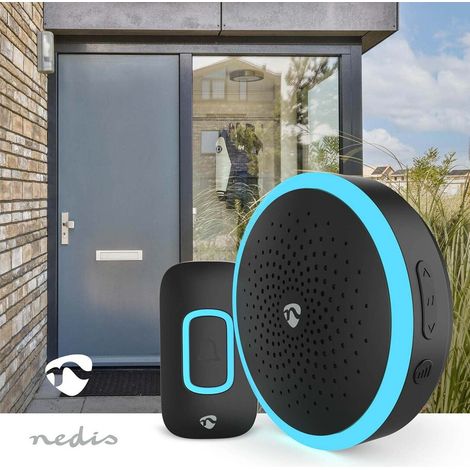 Nedis Drahtloses Türklingel Set / Batteriebetrieben / 4.5 V DC / 1x CR2032 / Lautstärke: 80 dB / Signalreichweite: 150 m / 60 Melodien / 1 Empfänger / Schwarz