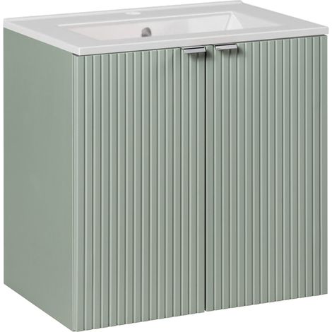 Meuble simple vasque encastrée 60cm 2 portes Jade Vert