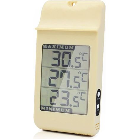 Thermomètre digital extérieur – Écran LCD 60 x 80 mm – Plage de mesure -50 à +70 °C – Affichage °C/°F – Fixation murale (1/5)