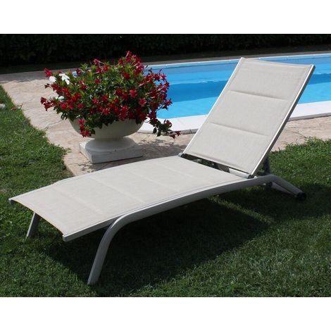 FELES - lettino da giardino impilabile in alluminio e textilene imbottito (1/4)