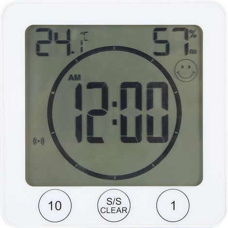 Thermomètre Hygromètre Numérique Multifonction avec Horloge pour Salle de Bain, Cuisine, Salon (1/5)