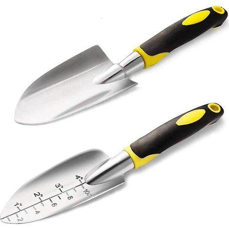 Ensemble d'outils de jardin, kit de jardinage robuste en fonte d'aluminium (2 pièces), comprenant une pelle à main, une truelle à repiquer et des outils de jardinage à main pour hommes, femmes et enfa (1/5)