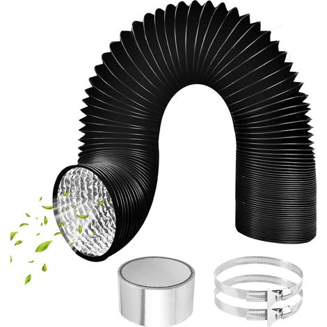1 Tuyau Flexible 80mm, Tube Aluminium 3m, Colliers Serrage, Ruban Adhésif, Ventilation Séche Linge (1/5)