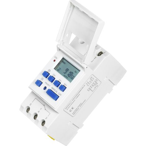 Minuterie programmable numérique LCD THC15A, relais 16 A, 16 cycles marche/arrêt, 7 jours, 220 V CA, montage sur rail DIN. (1/5)