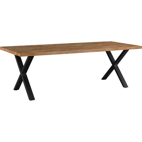 Table à manger 220 x 95 cm pieds en croix – Plateau en mélamine – Accueille 10 personnes – Style industriel moderne (1/4)