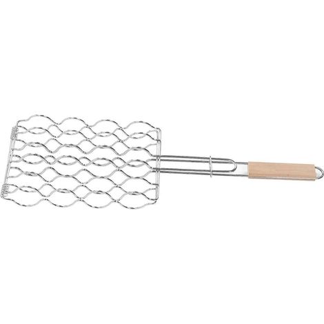 Maiskolbenkorb aus Edelstahl, Griff aus Buchenholz, gleichmäßige Wärmeverteilung, Kapazität für 4 Maiskolben, Kochständer für Grill und Camping. (1/5)