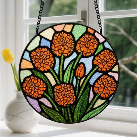 15cm Suspension en vitrail, attrape-soleil coloré en verre unique élégant, décoration intérieure artistique, cadeau Noël pour femme, homme, sœur (1/5)