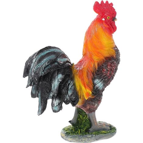 Hahnenfigur aus Kunstharz Wetterbeständige Gartenskulptur